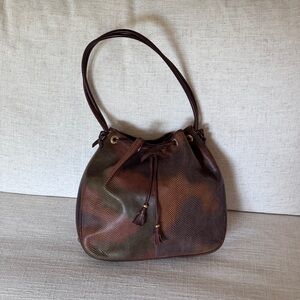 St. John Vintage snakeskin‎ Drawstring hobo bag.
